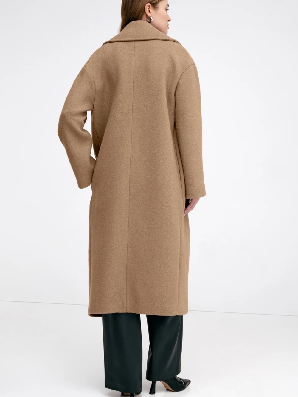 Long Camel Trench Coat with Notch Collar - Picture 2 of 5